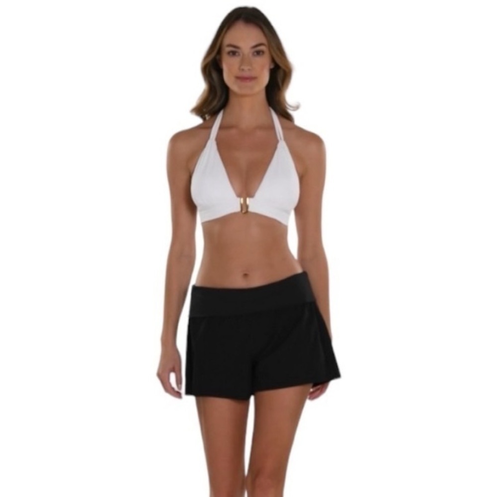 LA BLANCA Island Goddess Foldover 3"Inseam Board Black Women's Short swimwear